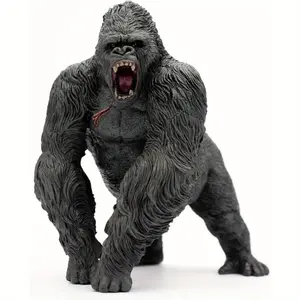 1 tall King Kong Wild Gorilla statue - Solid animal gorilla model toy decoration, wild animal model doll, realistic animal sculpture, Christmas and Halloween decoration, autumn home decoration, collectible figurine