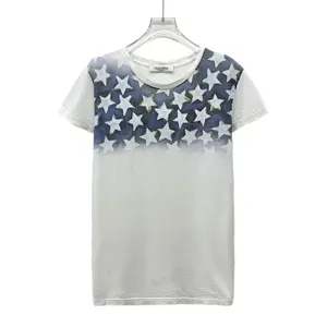 CALUXA- Valentino White Star Print Cotton Crewneck Short Sleeve T-Shirt Size N/A