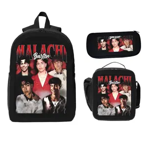 Malachi Barton Celebrity Photo Backpack 3-Piece Set - Student Backpack Pencil Case & Lunch Bag Bundle for Fans Ideal for Daily Use and School Organization