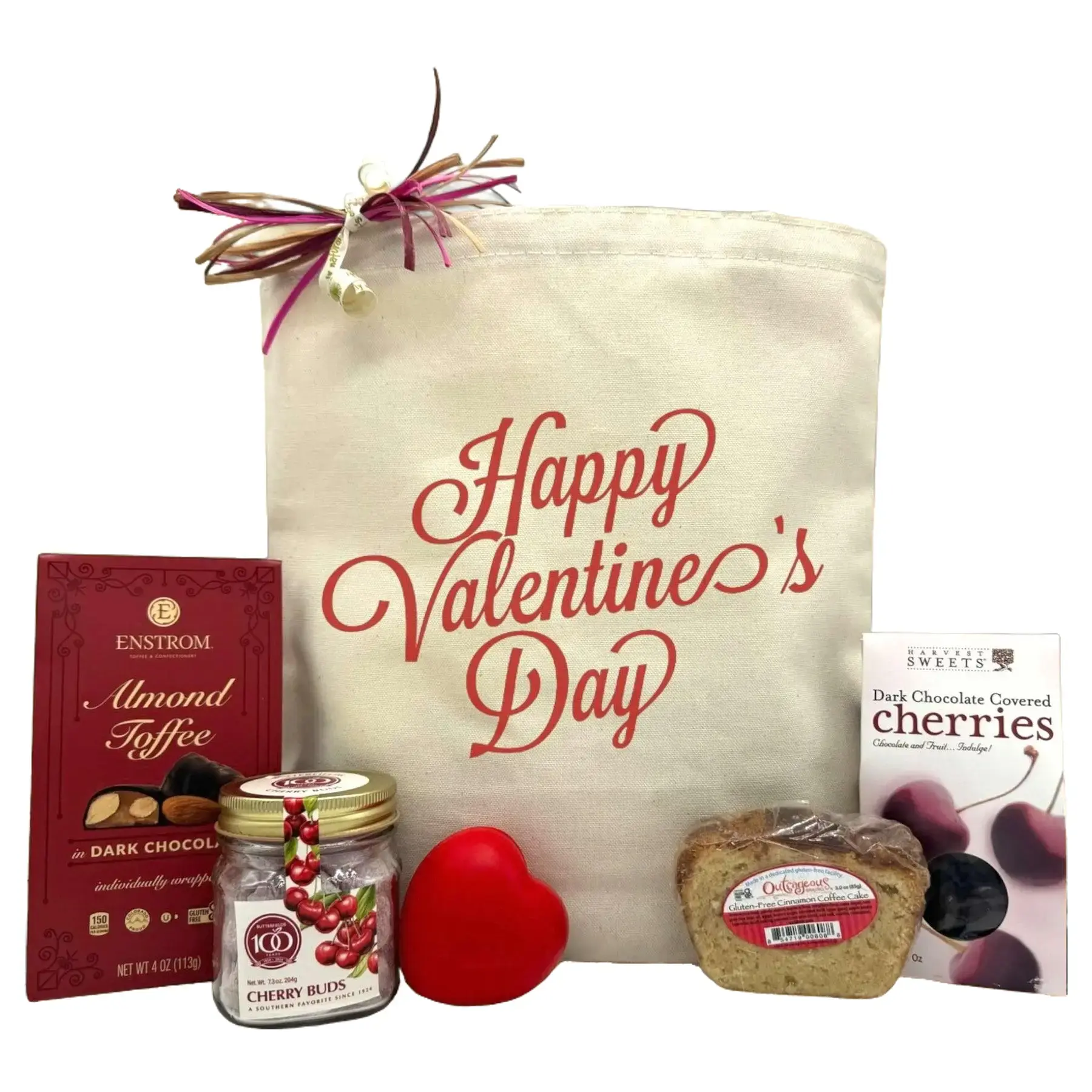 Itsonlynaturalgifts Ruby Red Valentine's Day Gift Basket with Almond Toffee, Dark Chocolate Cherries, and Cherry Blues