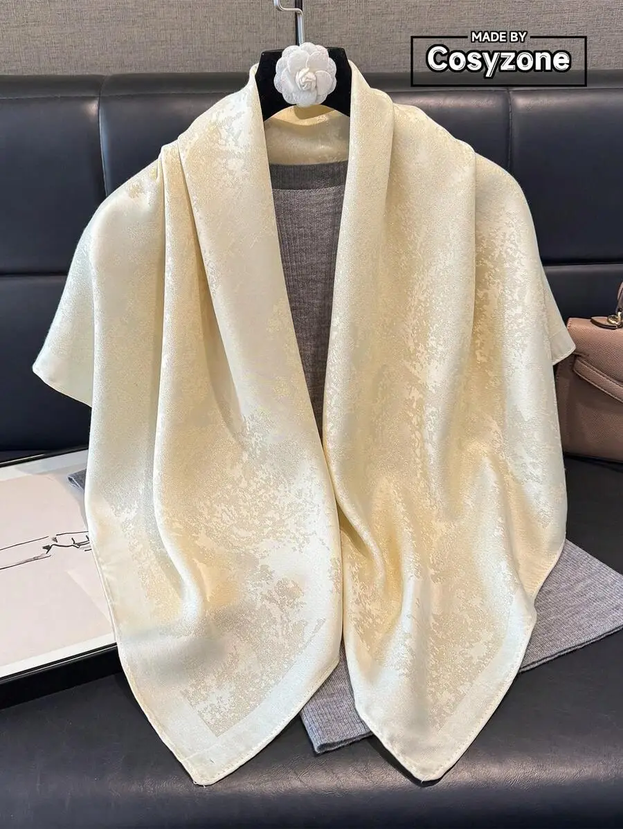 Elegant Silk Scarf for Women - Luxury Peach Pink Satin Neck Scarf - Soft Lightweight Shawl for Office, Travel, or Party - Feminine Korean-Style Access