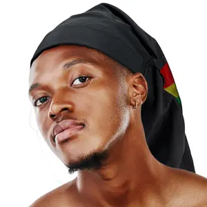 Titan Skull Cap with Tea Tree & Coconut Infused Spandex for Men & Women, Long Hair Wave Cap, Breathable & Comfortable Black Dreadlock Cap