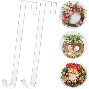 Front Door Wreath Hanger without Wreath, Clear Durable Bendable Wreath Storage Display Door Hook, Home Organizer for Indoor and Outdoor, Bendable Wreath Holder
