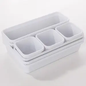Masirs Interlocking Drawer Organizer Bins - Durable Plastic, Various Sizes for Custom Layout Design. Great for Desk Drawer, Tool Box or Garage Organization. (8-Piece Set)