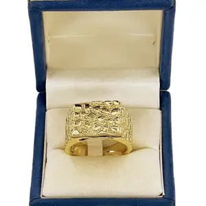 Gold Nugget Ring with Square Design non tarnish