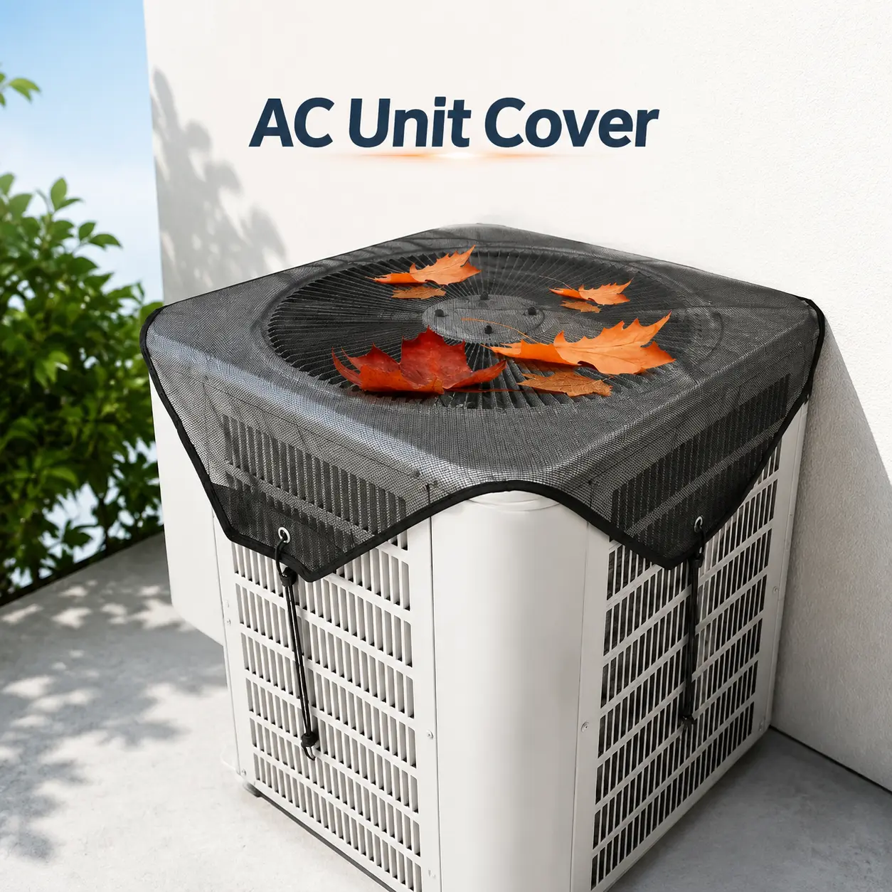 All-season universal cold air conditioner condenser dust cover external machine 28x28 inches, environmentally friendly, durable, breathable and ventilating outdoor unit dust filter, 4 fixing rope loops, tightly adheres and provides dust protection