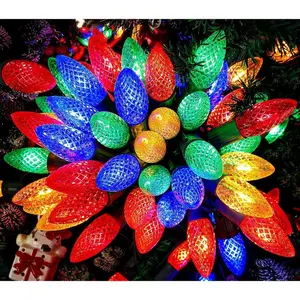 100Ft C9 Christmas String Lights Outdoor, LED Lights Waterproof, Extendable C9 Xmas Lights Green Wire, Indoor Outdoor Christmas String Light for House Roof Patio Tree Wedding Party Decor