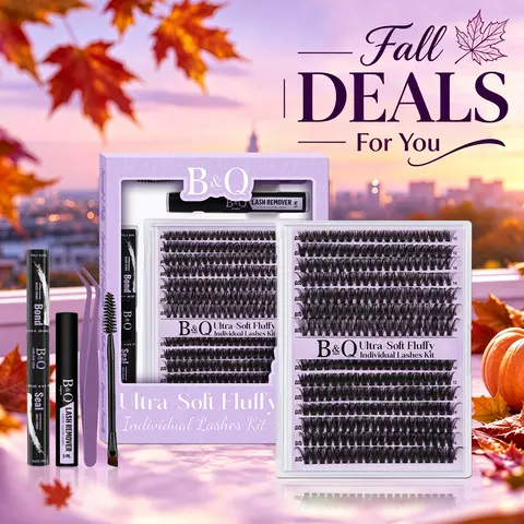B&Q 70D-90D Eyelash Cluster Kit, 280pcs Ultra-Soft Wispy Lash Clusters (0.05mm, 10-18mm D-Curl) with Lash Glue, Bond & Seal for DIY Salon-Look Waterproof Long-Lasting Makeup #TikTokShopFallDealsForYou