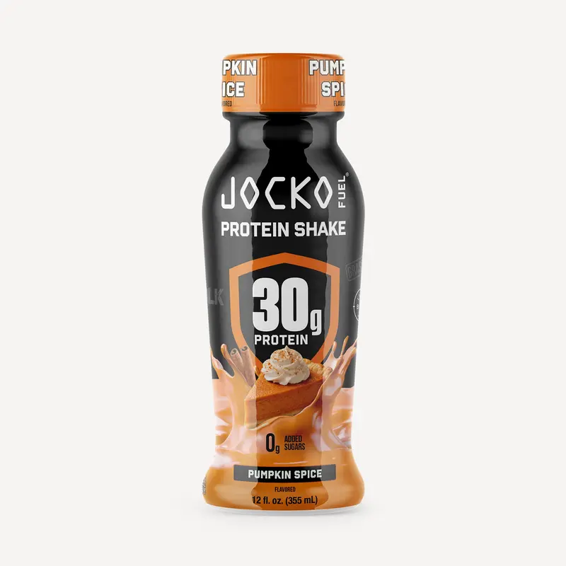JOCKO FUEL Pumpkin Spice High Protein Beverage - Premium Drink, Whey Protein, Room Temp Portable Meal Replacement, Ambient Nutrition Shake (12-Pack)