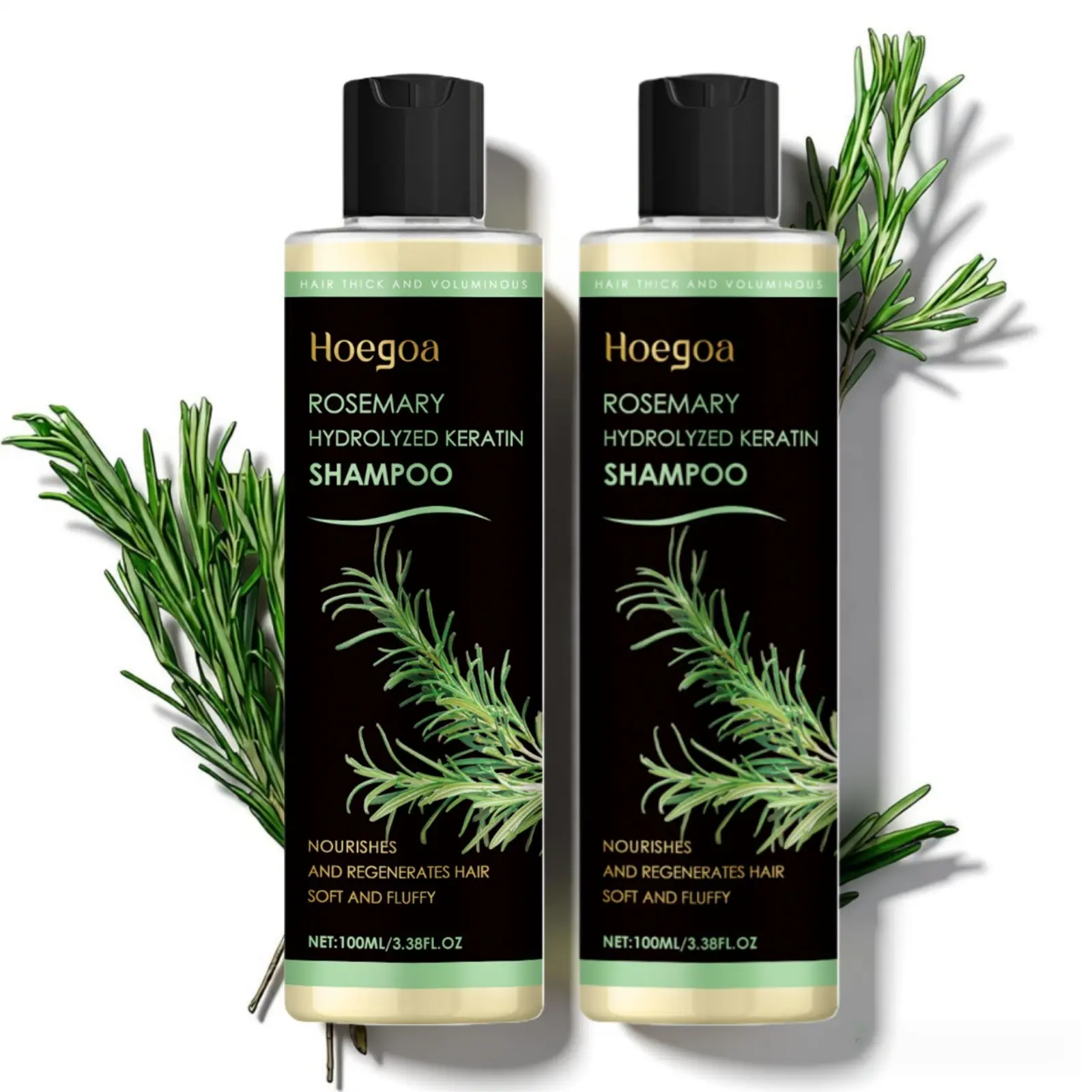 Rosemary Thickening Herbal Healthy Hydrating Nourishing Shampoo Set (100ML x 2) – Plant-Based Hair Care for Gentle Cleansing, Oil Control, Hydrating, Moisturizing Smoothness, and Improved Dull Frizzy Split Ends & Lightweight Scalp Care