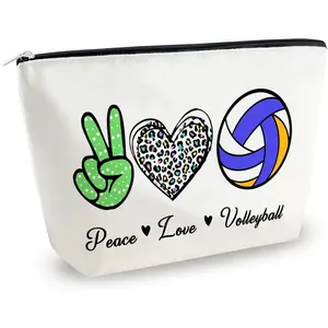 Volleyball Gifts for Women Volleyball Accessories Makeup Bag Volley Ball Bag Cosmetic Pouch Snacks Pouch Waterproof Travel Toiletry Bags Graduation Gift Ideas for Team Players