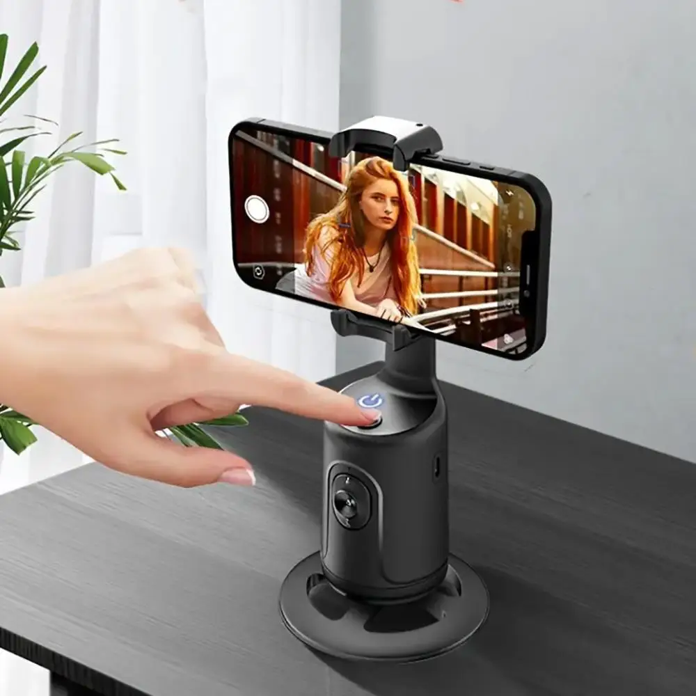360° Rotation Gimbal Stabilizer, App-free Face Auto Following Holder, Gesture Control Smart Phone Stand Tripod with Fast Object Tracking, Cellphone Ho