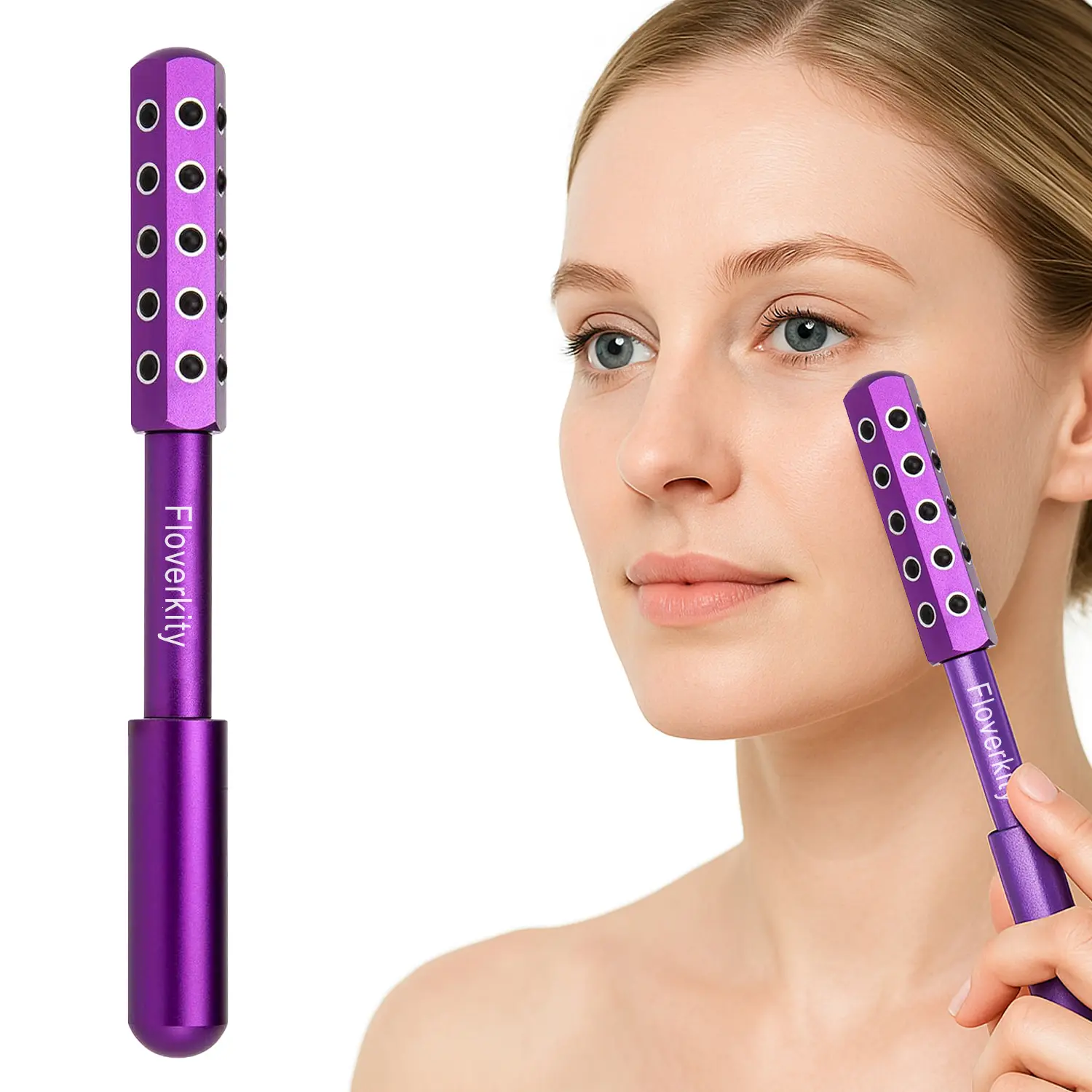 FLOVERKITY V-Lift Face Roller 30 Germanium Stones for Instant Lift, De-Puff & Glow – Your At-Home Anti-Aging Tool! Facial Beauty Machine Facial Tools Serum Facial Brush Cleanser Facial Peeling Strip
