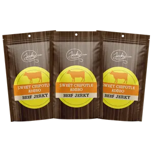 3 Pack - Sweet Chipotle Adobo Beef Jerky - All-Natural, No Added Preservatives, Made in the USA, Filipino Adobo Inspired Dried Meat Snack, Sweet and Spicy Flavor, High Protein - 7.5 oz.