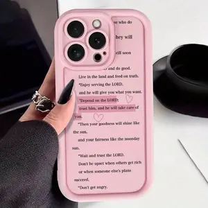 Minimalist Religious Inspirational Quote and Heart Pattern-Themed Phone Case, Casing, protective, suitable for iPhone 17/16/15/14/13/12/11 Pro, Plus, Pro Max, Mini, X, XS,XSMAX, XR and other series, shockproof, lightweight, TPU material