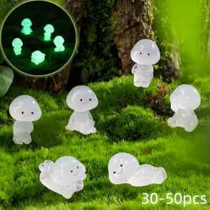 Mini Glow in The Dark Resin Ornament, 30/50pcs Random Style Playful Luminous Miniature Figurine, DIY Decoration for Fish Tank & Garden & Car