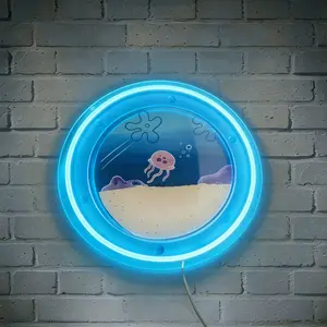 Acrylic Jellyfish Neon Light, Decorative Neon Light, Led Neon Lights, Wall-Mounted Adjustable USB Lighting, Perfect for Kids Room, Gaming Room, Birthday Gift, Halloween, Christmas