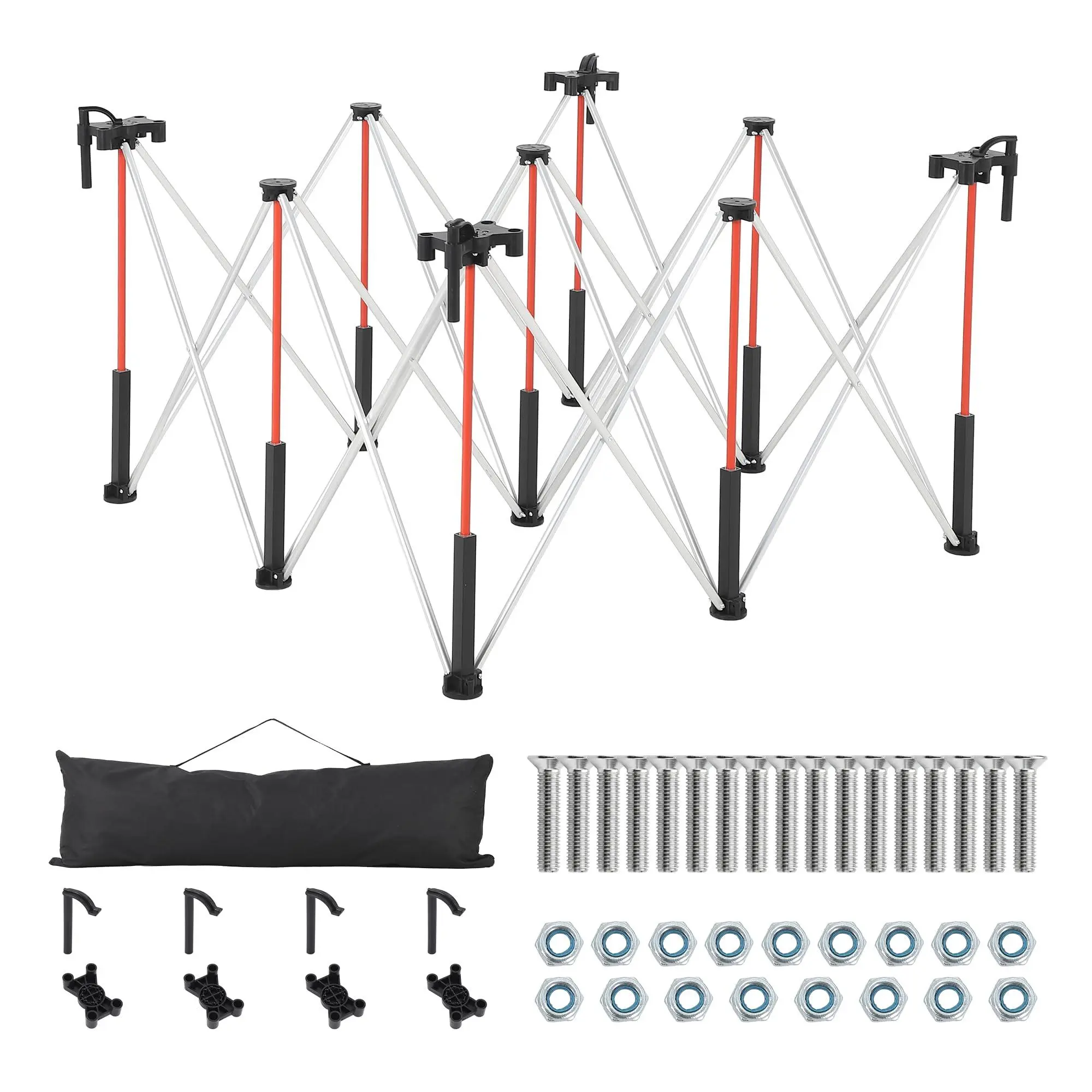 30 Inch Tall Portable Folding Workbench 4×4 Ft, Heavy‑Duty Carbon Steel Expandable Work Stand 3500 LBS Capacity, Instant Setup with Carry Bag Quick Clamps Anti‑Slip Pads for Woodworking DIY Job Site Garage Workshop