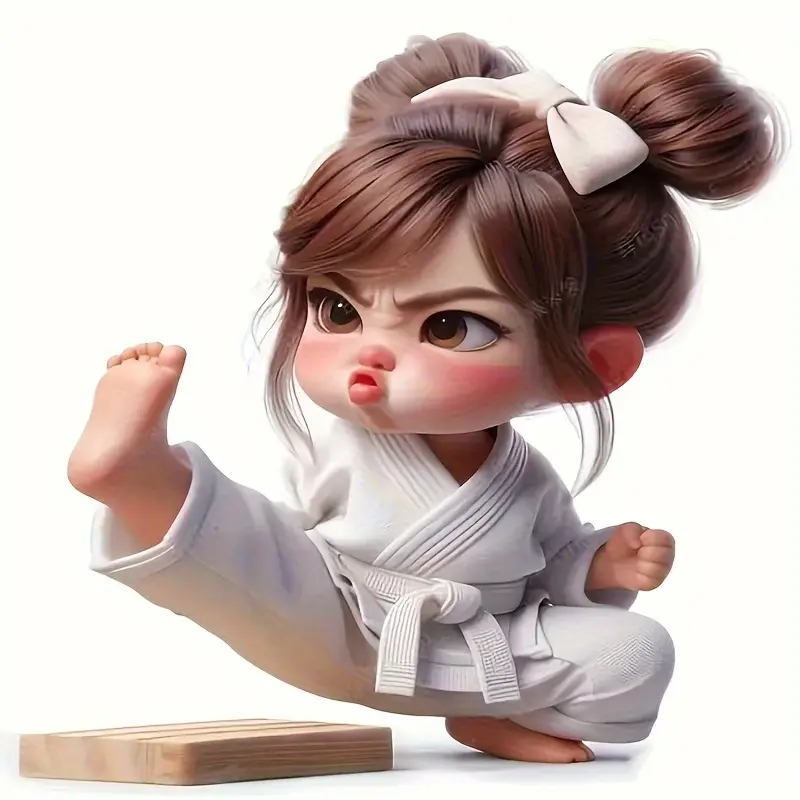 6.0-inch Anime Karate Vinyl Stickers - Cute Brown Haired Girl, White Robe Design, Suitable for Laptops, Bottles, Trucks, Motorcycles, Windows, Walls, Cups - Vivid Car Stickers for Anime Art, Truck Customization, Fun Designs