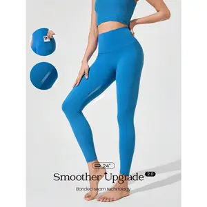 GLOWMODE 24" FeatherFit™ Fuel Your Glow Buttery-Soft Stretchy Sweat-Wicking High-Waist Waist Side Pockets Seamless Leggings Low Impact Yoga Pilates Barre Studio Daily Casual Wear