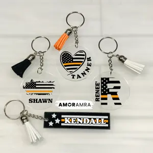 Personalized Thin Orange Line Keychain, Search and Rescue Gift, SAR Keychain Gift