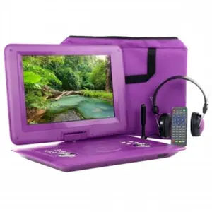212 MAIN Digital Rechargeable 14.1 in. Portable DVD Player with Swivel TFT-LCD Screen, Earphone Out, Audio Support, USB Inputs, SD Memory Card Slot, AV & HDMI Inputs, Adapter, Purple