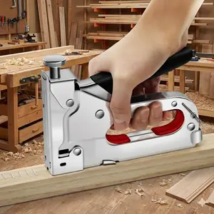 3-in-1 Pneumatic Nail Gun, Cordless Portable Stapler for U-Shaped & Straight Nails, Alloy Firing Pin, Anti-Jam, 3-Way Nail Cartridge Switch for Woodworking, Upholstery, Furniture, Drywall & More