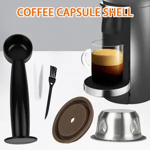 Stainless Steel Reusable Coffee Capsule Kit, Home Espresso Machine Compatible, Durable & Easy to Use, Perfect for Daily Brewing Needs, Coffee Accessories