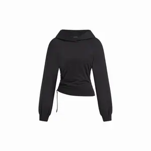 Cider Cotton-Blend Solid Side Belted Hoodie