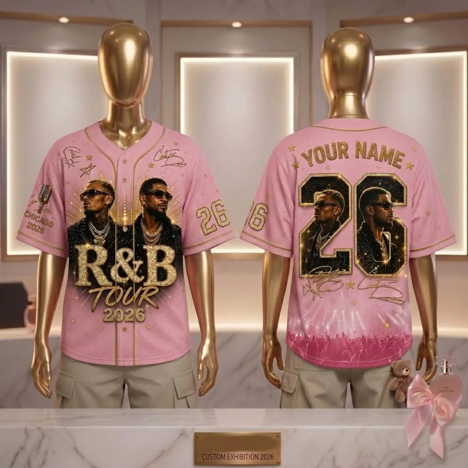 Personalized Name Ch.Brown Usher Raymond The R&B Tour 2026 Unisex Tee Baseball Jersey, Music Fan Gift