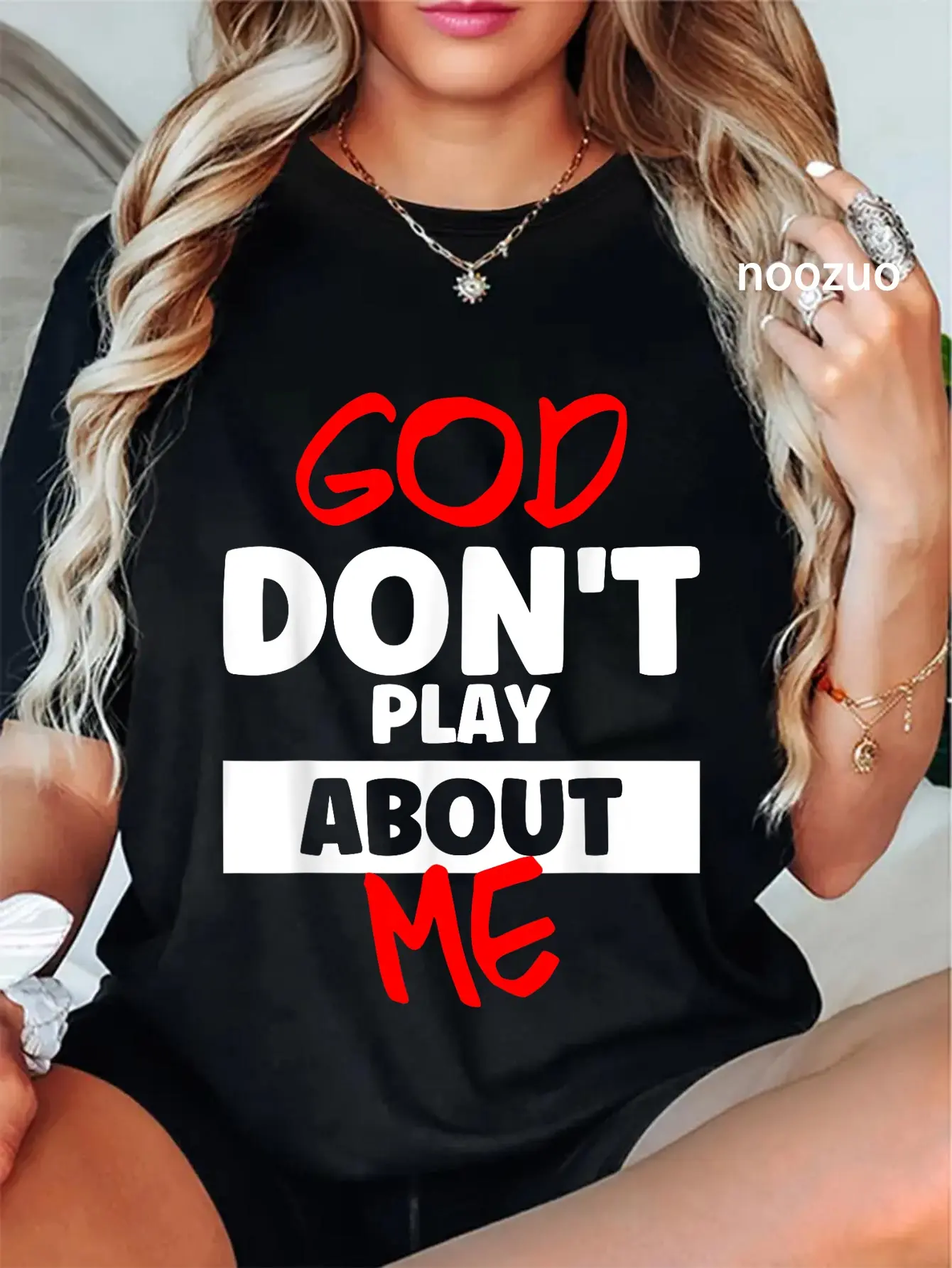 100% Cotton God Dont Play About Me Inspirational Faith Tee Adults T-Shirt Black Christ Christian Tops