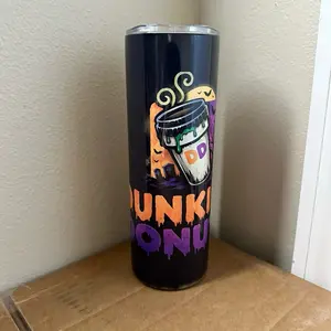 Spooky Themed DD 20oz Tumbler with Dunkin Donuts Design Perfect for Halloween Drinks