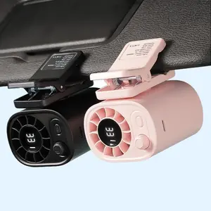 【Summer Survivals】Joytutus Compact Clip-On Car SunVisor Fan - Portable USB Rechargeable, 2 Types(Standard/Semiconductor Cooling), 100-Speed Adjustment, 360° Rotation, Long Lasting Battery, LED Display, Cars Accessories Summerwins