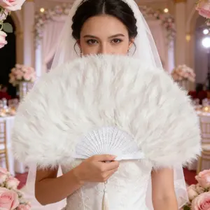 Feather Fan Vintage Style Party Accessory, Wedding Prop, Perfect for Costume Performances & Dress-Up Queen Essentials, Retro Aesthetic Tiktok Goodie, Hand Fan