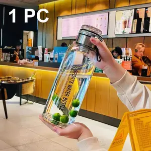 Glass Water Bottle, Large Capacity Glass Carafe With Stainless Steel Tea Infuser, Protective Sleeve With Carry Strap, For Fitness, Travel, Outdoor Use, Suitable For Hot & Cold Beverages, Coffee, Tea, Juice, Sports Bottle, Tumbler
