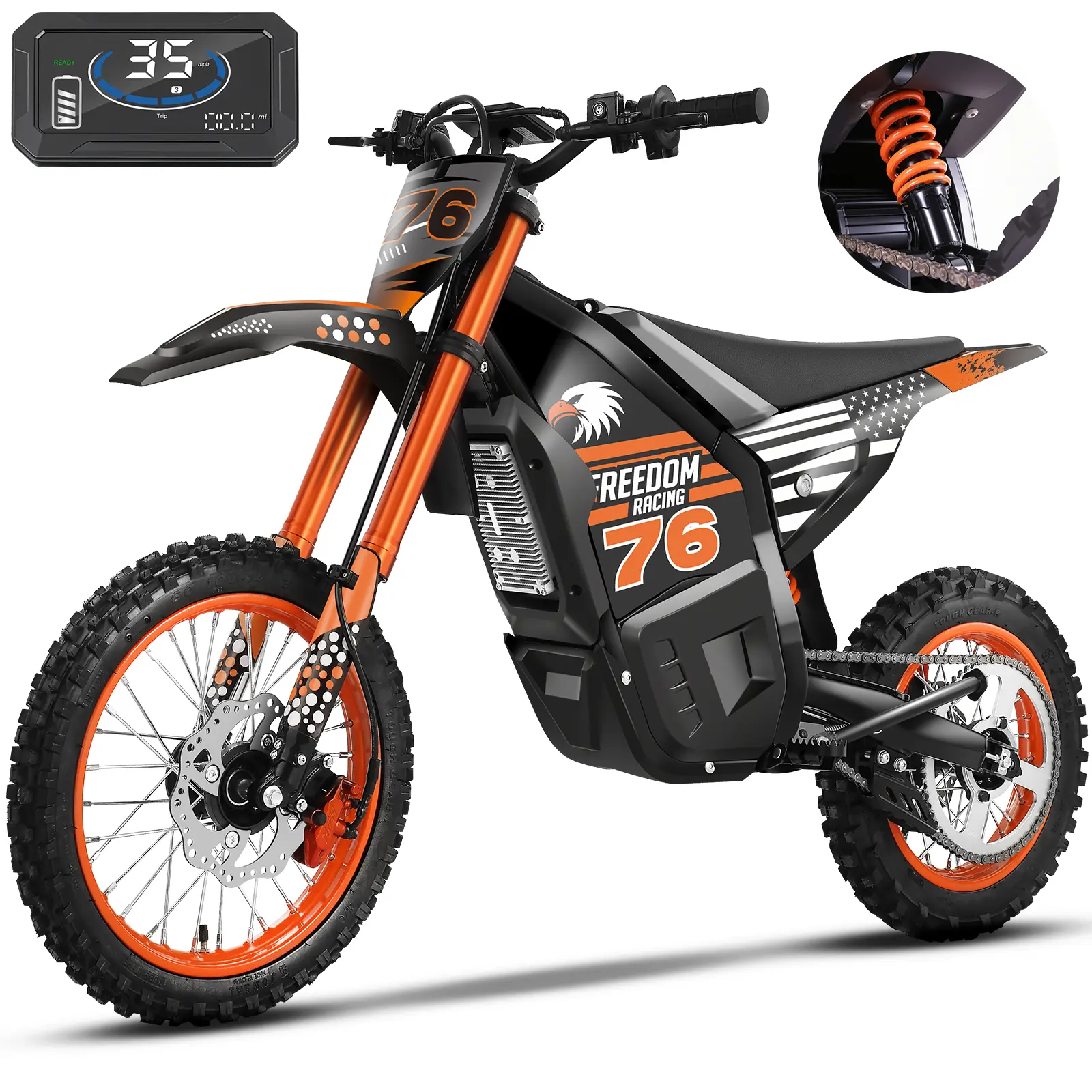 TERROSOR M7 Mountain Ebike for Teens & Adults, 48V 20Ah 3000W Electric Bike, 35MPH Max Speed, 35Mile Range, 14"/12" Tires, Dual Hydraulic Brakes, Full Suspension