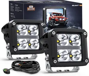 Nilight 3.2 Inch Square LED Pod Lights with DRL 20W 2510LM 10° Super Spot Light 16AWG Wiring Harness Kit for Auxiliary Offroad LED Driving Ditch Lights for Truck UTV ATV SUV 4x4  dealsforyoudays