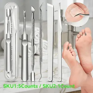 1/5Pcs Pro Pedicure Tool Kit - Stainless Steel Foot Rasp & Callus Remover, Nail Care Kit