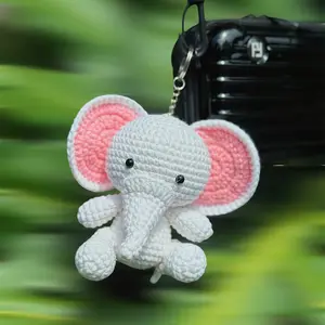 Customized Crochet Cute Elephant Keychain, Elephant Keychain, Personalized Portrait Plush, Bestie,  Mother's day, Graduation gift, Valentines Gift