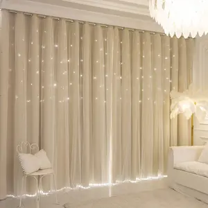 1 Piece European Style Hollow Star Decorative Double Layer Curtain Sunlight Blocking Perfect for Living Room Bedroom and Every Corner of Your Home