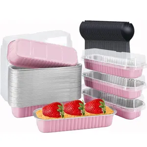 Mini Loaf Pans With Lids 50 Pack, 6.8oz Rectangle Aluminum Foil Baking Pans Tins Containers,Disposable Ramekins Baking Cups Muffin Tins Cupcake Cups For Mini Cake Bread Loaf