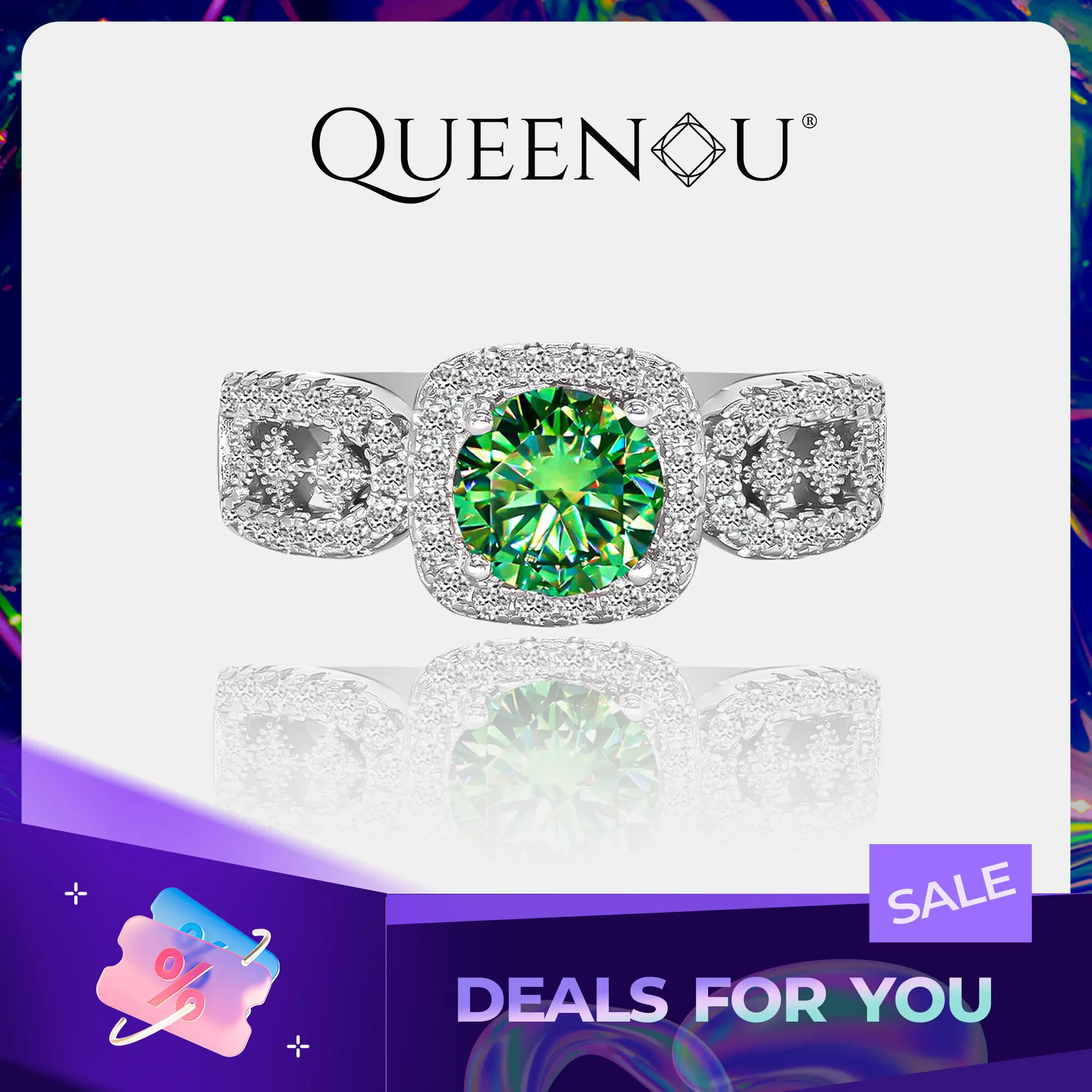 【290】"Lace Dance" 1 Carat Colored Synthetic Moissanite Gem Solitaire Engagement Ring - Classic Round, Women's Wedding Gift, Timeless Jewelry, Single Carat