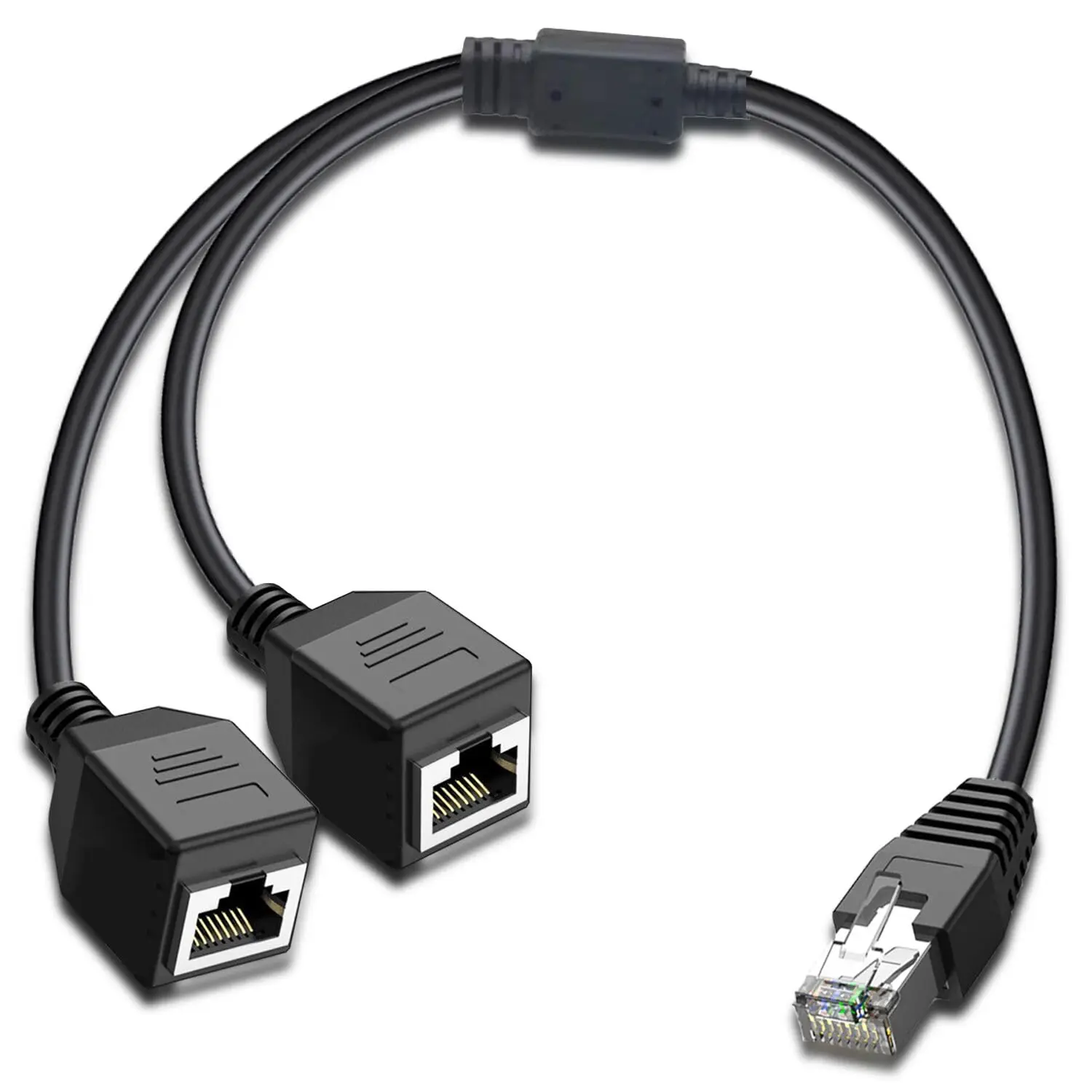 Ethernet Splitter 1 to 2, RJ45 Internet LAN Network Splitter Adapter 1 Male to 2 Female Suitable Cat5, Cat5e, Cat6, Cat7 LAN Socket Connector