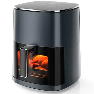 Square Window Air Fryer - 6 Quart 12-in-1 with Viewing Window, 400°F for Roast, Bake, Dehydrate & Easy Clean, Large Capacity