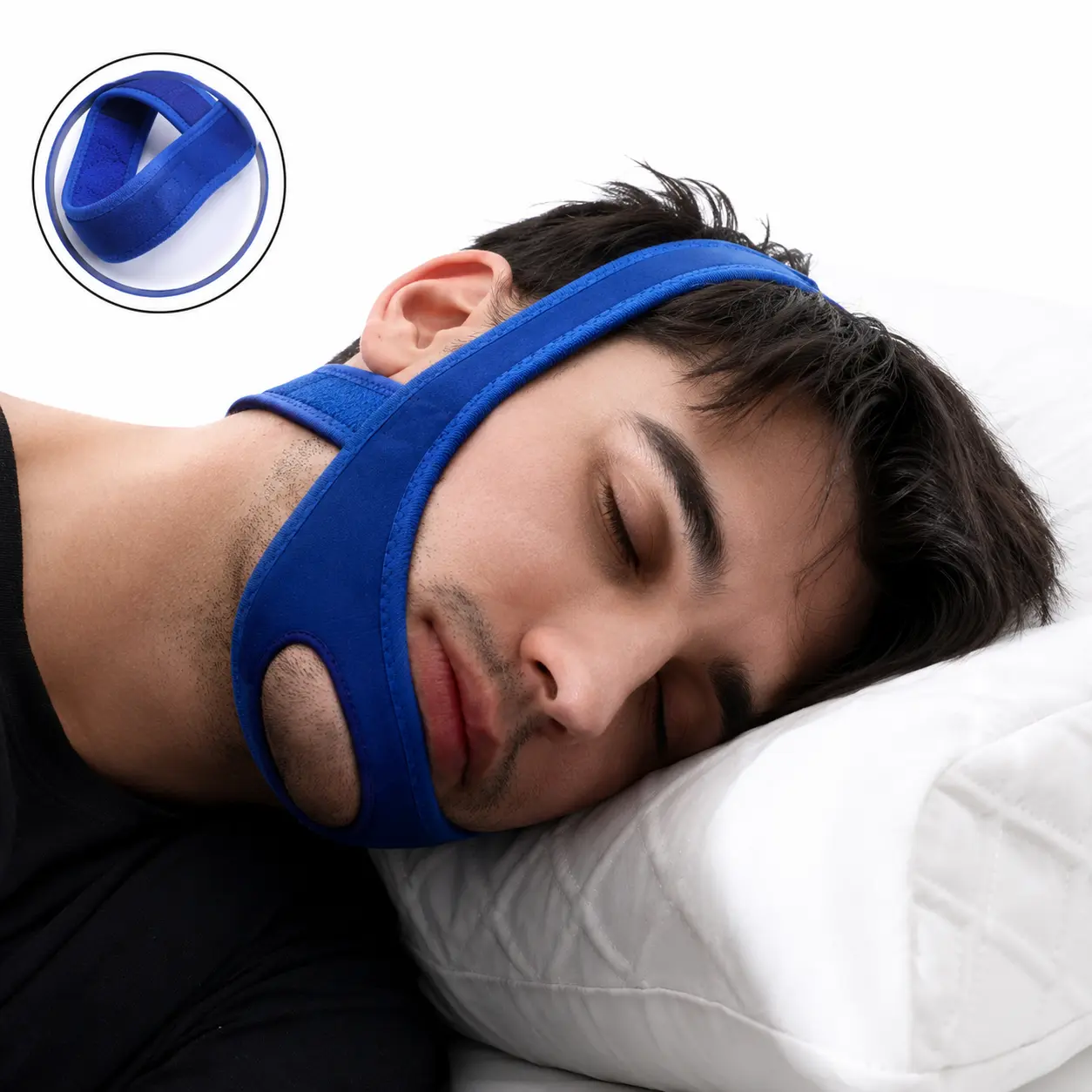 Anti Snoring Chin Strap Adjustable Snore Stop Belt Sleep Support Jaw Strap for Men Women Comfortable Night Sleep