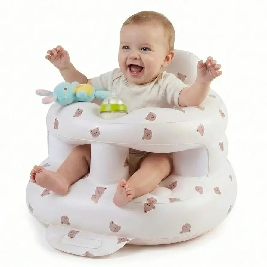Foldable Inflatable Baby Chair with Built-in Air Pump Portable Washable for 3-36M Toddlers Cozy Support Black Friday Deal