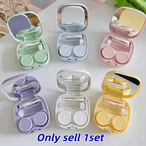 4-Piece Contact Lens Case Set with Cleaner, Lens Cleaning, Travel-Friendly Pocket Size Kit with Mirror, Home Storage Box, Essential Outdoor Travel Item