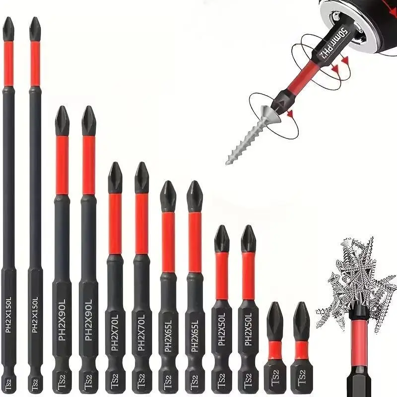 12 Pack Bestgle PH2 Phillips #2 Impact Magnetic Screwdriver Replacement Bits, S2 Alloy Steel, 1/4"-Hex Shank, 1-6" Long Anti-Slip Tip Bits Screwdriver Accessories for Drill Driving & Power Drills, Yes