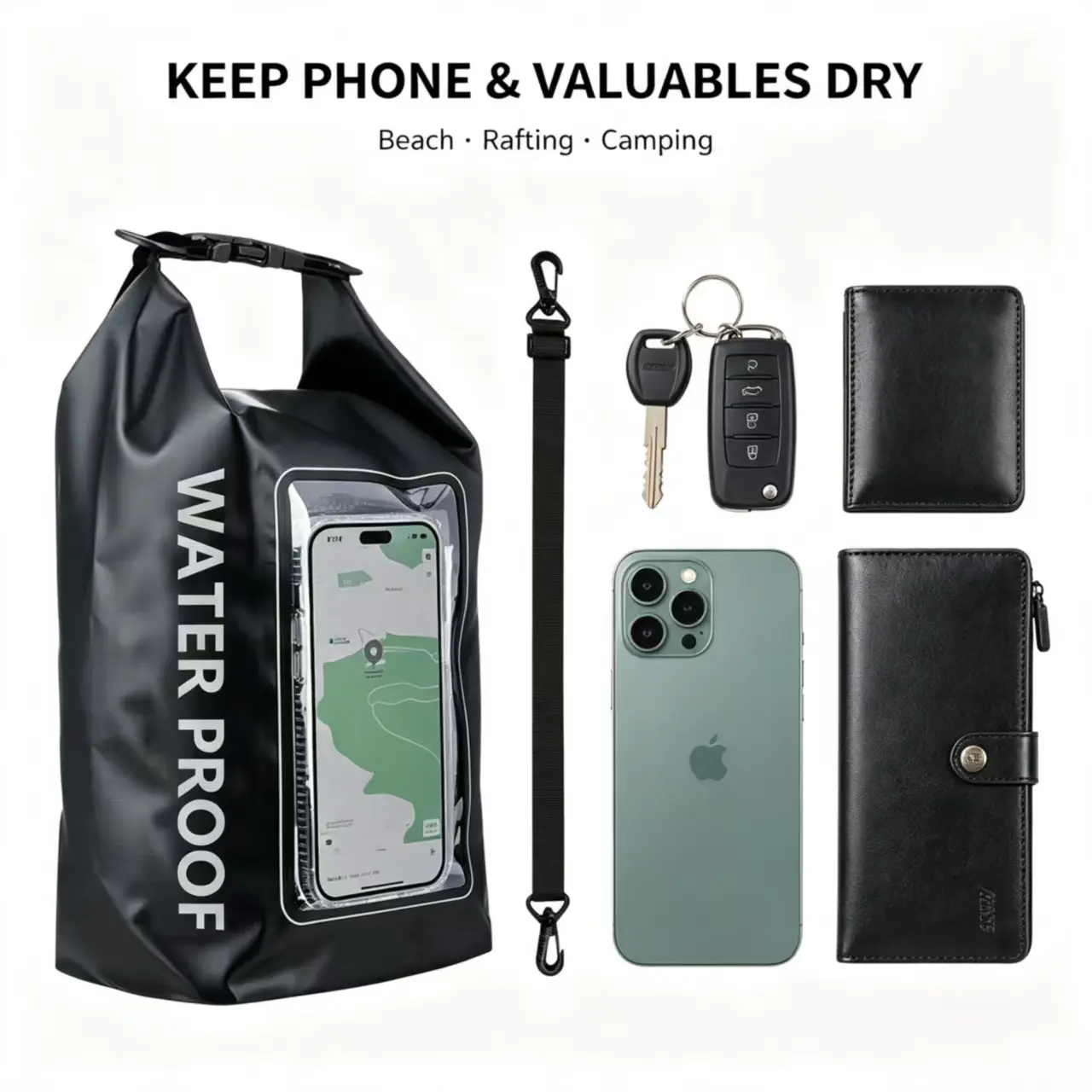 Tankye Unisex 5L Outdoor Waterproof Bag - PVC/TPU Fabric, 3-Way Wear Multi-Wear Strap, Handheld/Crossbody Design, Touchscreen Window Pouch, Boating & Paddle Boarding Accessories