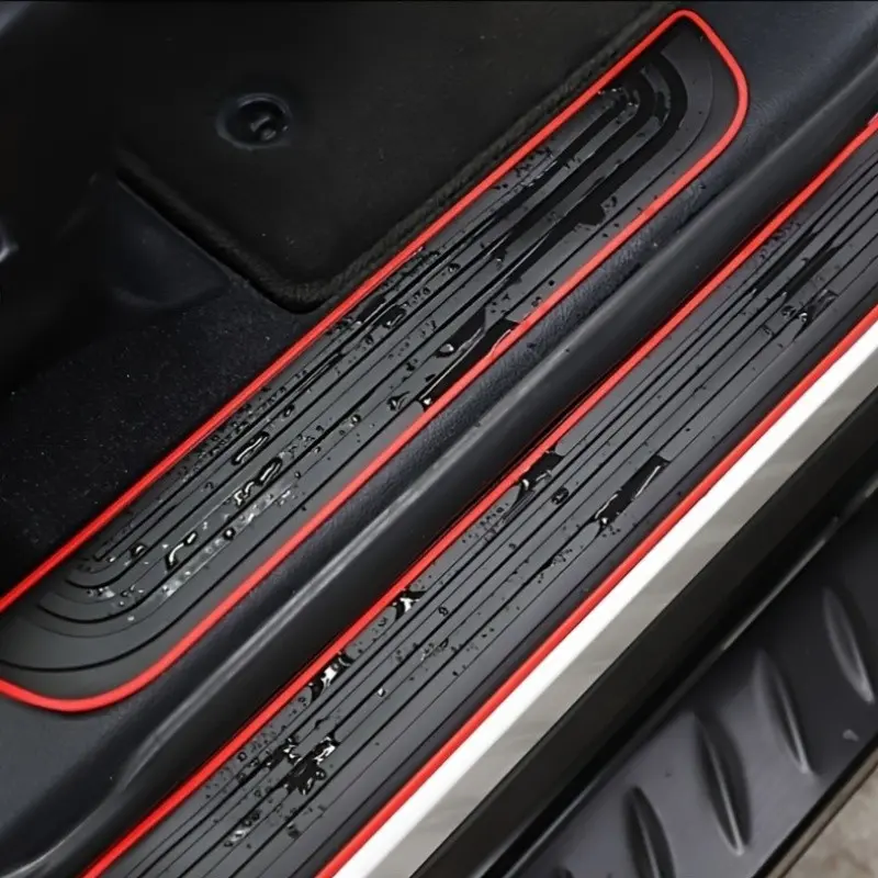 4PCS Car Door Sill Protector, Anti-Scratch Rubber Scuff Plates for Door Sills, Universal Automotive Interior Accessories, Car Accessory, Waterproof Door Sill Strip Cover